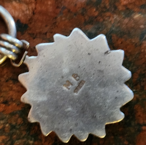 Heavy Navajo Begay Sterling Silver Choker Pendant Necklace Earrings Swirl Sun - Picture 9 of 9